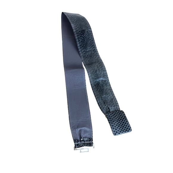 Vintage 80's Genuine Snakeskin Ombre Grey Power Dressing Belt - Size Small S - Picture 3 of 6